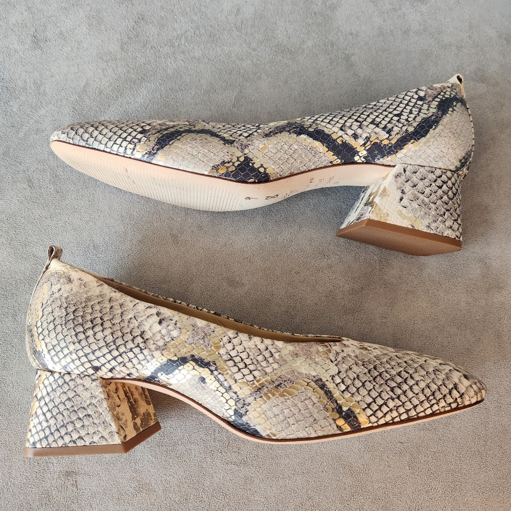 Antonio Melani Pumps 7 Cream Snake Leather Gretchen Glitter Arch Support New$120